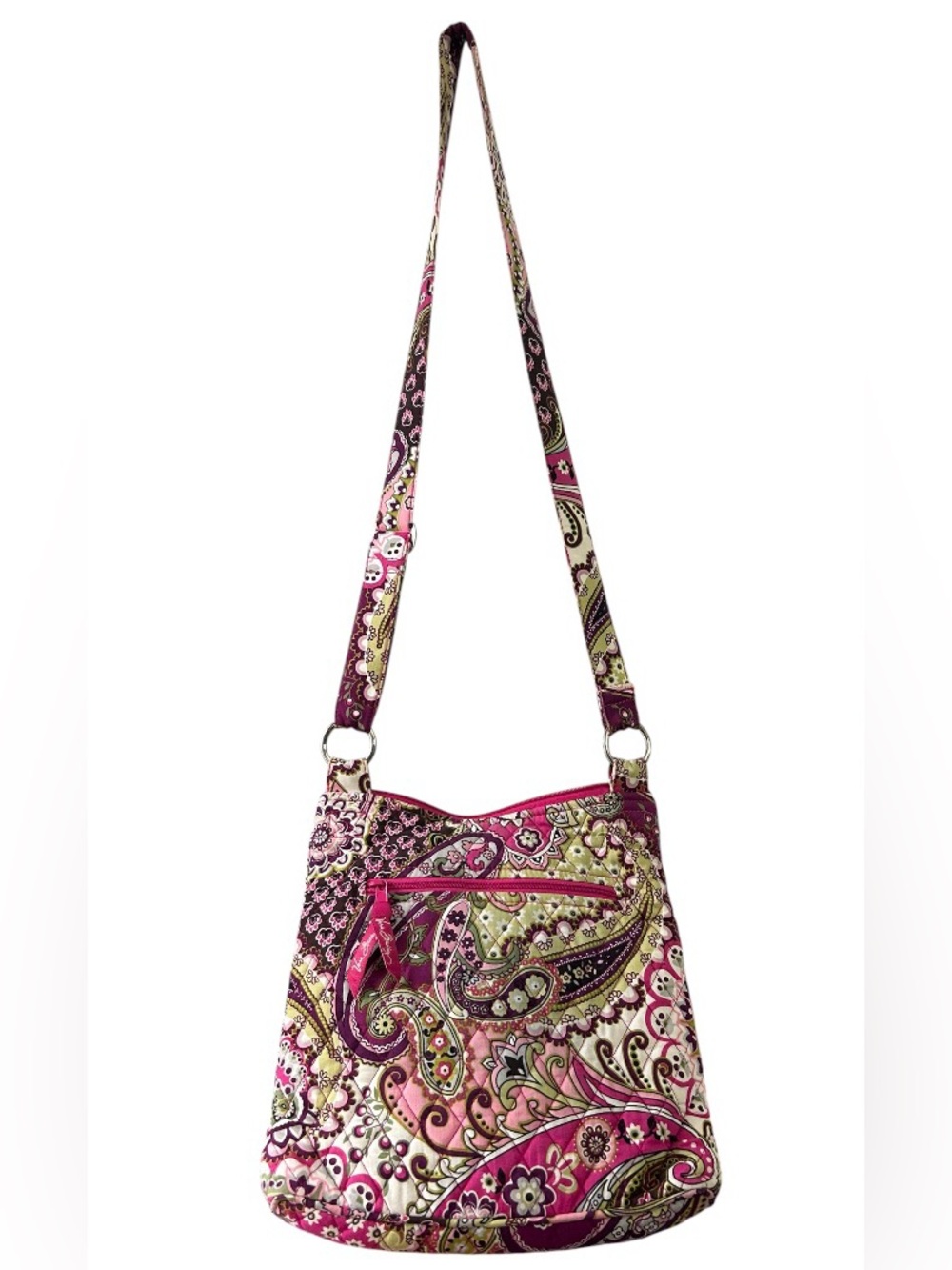 Vera Bradley Crossbody Quilted Purse Very Berry Paisley Pink Bag Hipster Ziptop - Picture 2 of 7
